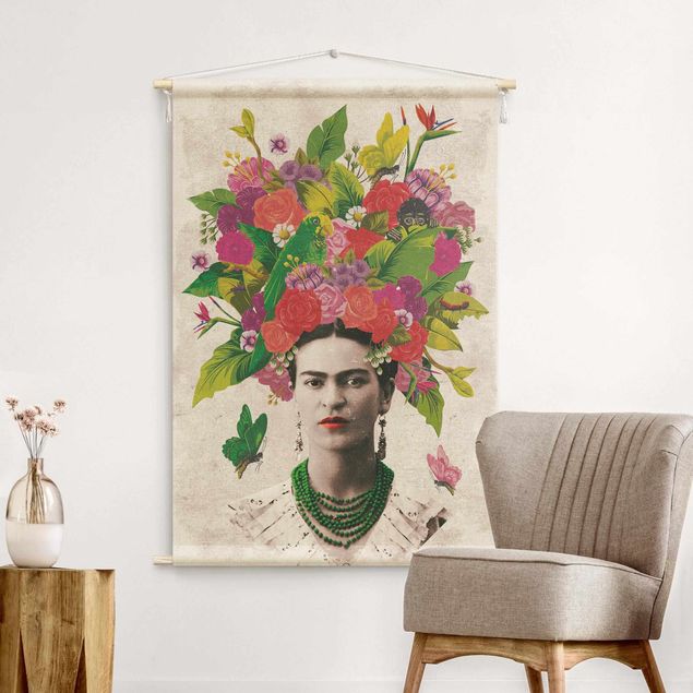 Arazzi da parete arte Frida Kahlo - Ritratto di fiori