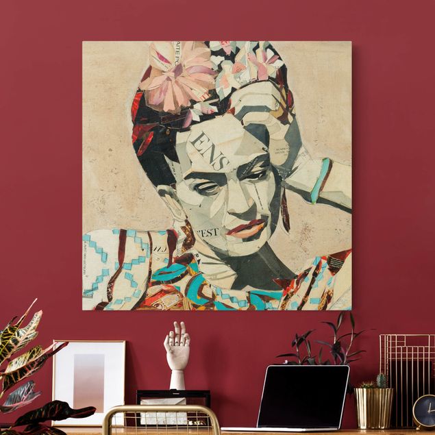 Quadri moderni per soggiorno Frida Kahlo - Collage n.1