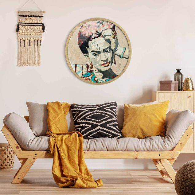 Quadro rotondo incorniciato - Frida Kahlo - Collage No.1