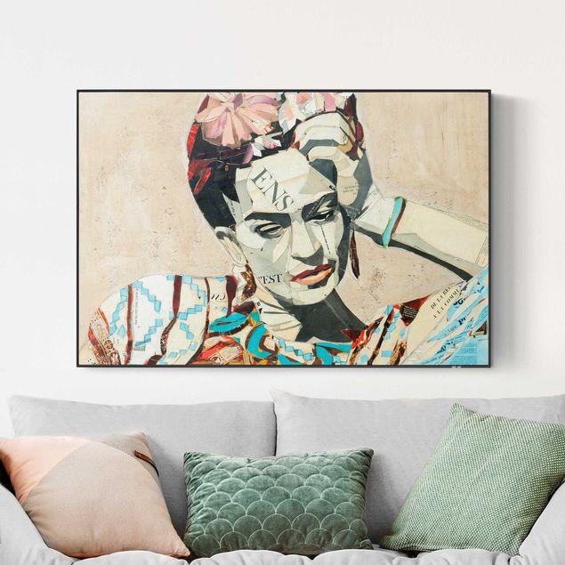 Quadri fonoassorbenti con frame da parete con tessuto in tensione Frida Kahlo - Collage No.1
