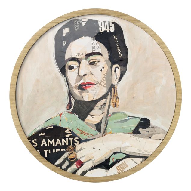 Quadro rotondo incorniciato - Frida Kahlo - Collage No.4