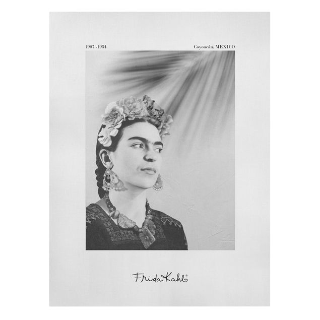 Stampa su tela - Ritratto di Frida Kahlo con gioielli - Formato verticale 3:4