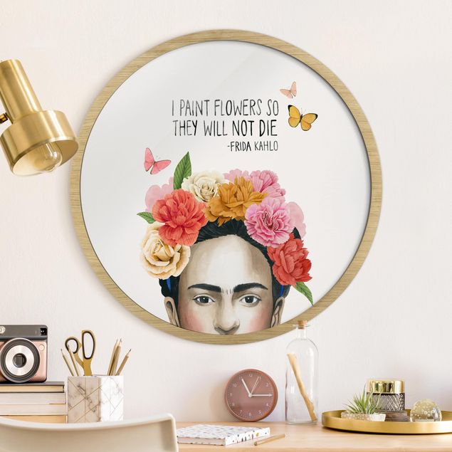 Poster con cornice rotonda Pensieri di Frida - Fiori