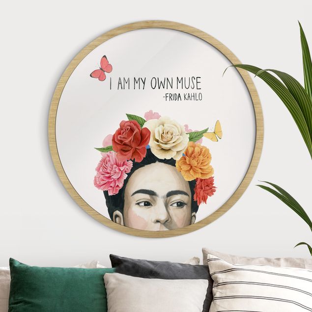 Poster con cornice rotonda Pensieri di Frida - Musa