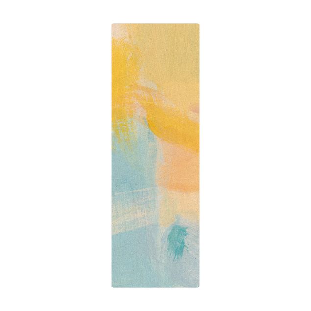 Tappetino di sughero - Composizione primaverile in giallo e blu - Formato verticale 1:2