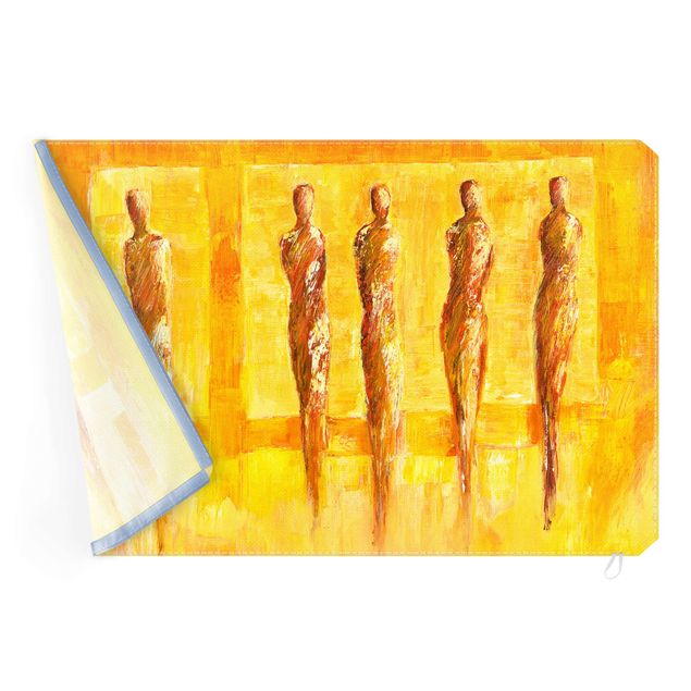 Quadro fonoassorbente intercambiabile - Cinque figure in giallo