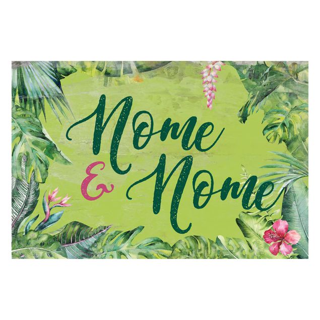 Tappeti floreali moderni Motivo tropicale con nomi personalizzati