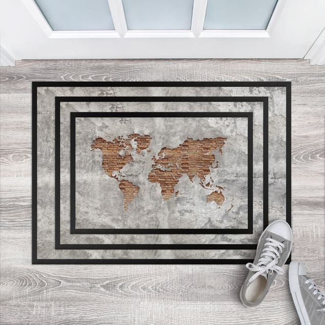 Zerbini design Mappa del mondo in mattoni e cemento shabby