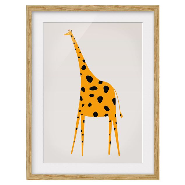 Poster con cornice - Giraffa gialla