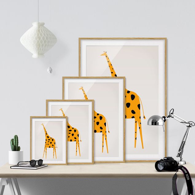Poster con cornice - Giraffa gialla