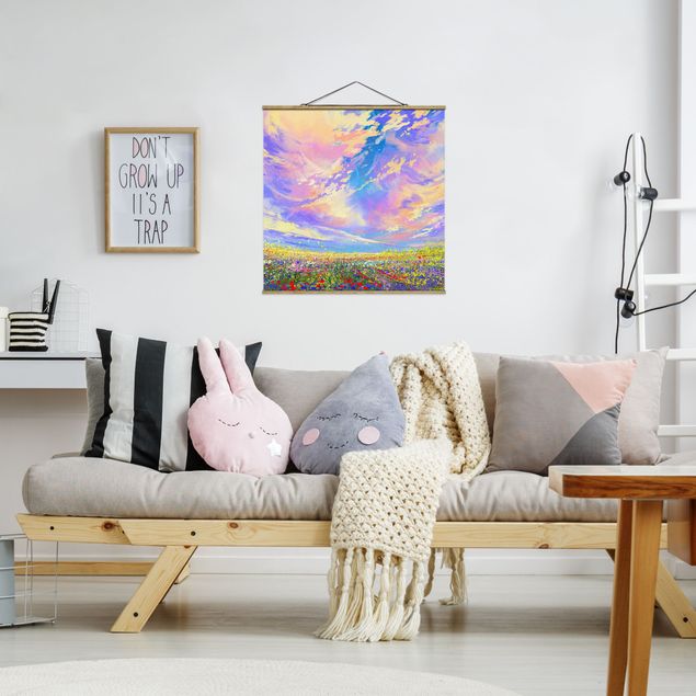 Foto su tessuto da parete con bastone - Cielo dipinto Anime - Quadrato 1:1