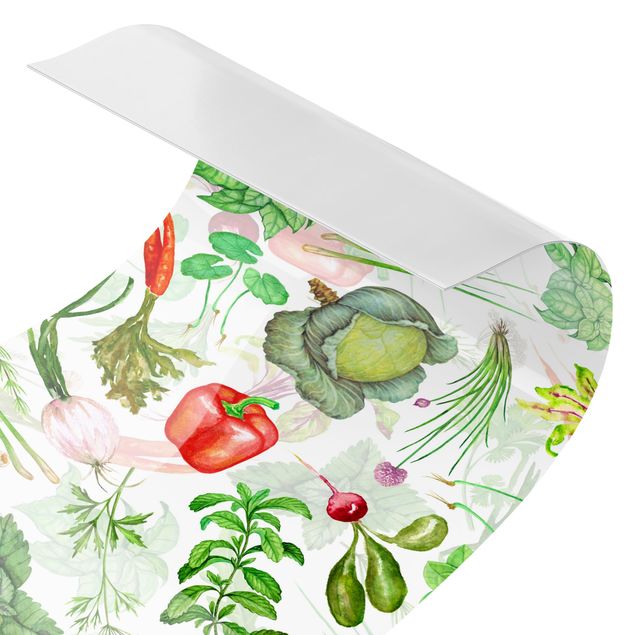 Rivestimento cucina verde Illustrazione di verdure ed erbe