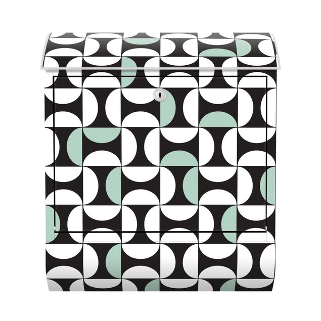 Cassetta postale - Archi geometrici di piastrelle in verde menta con bordi