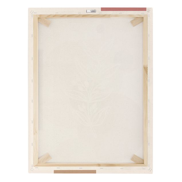 Quadro su tela naturale - Forme geometriche - Foglie in rosa e oro - Formato verticale 3:4