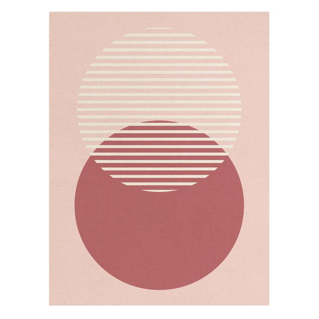 Quadro su tela oro - Forme geometriche - Cerchi rosa
