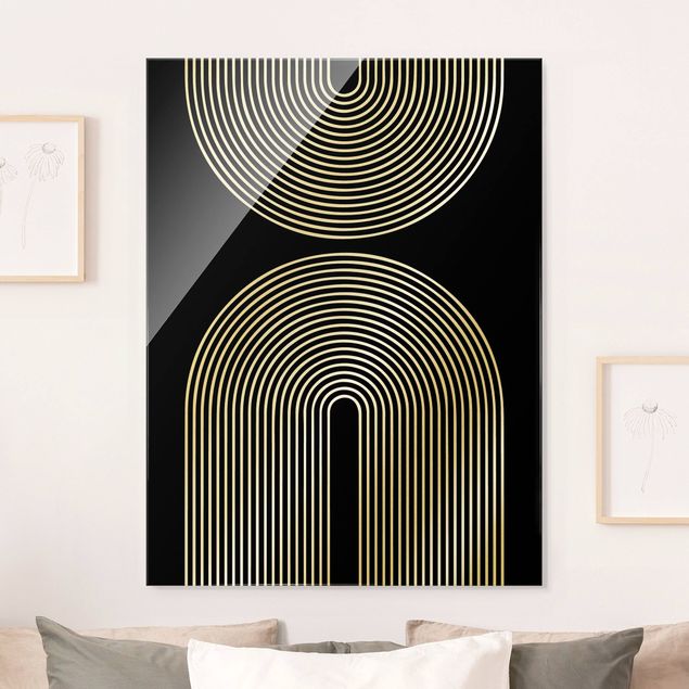 quadro astratto Forme geometriche - Arcobaleni in bianco e nero