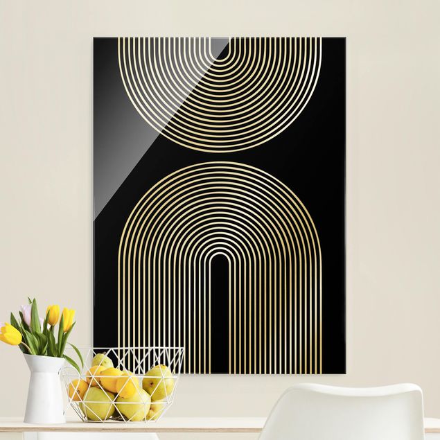 Lavagna magnetica vetro Forme geometriche - Arcobaleni in bianco e nero