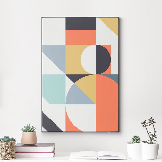 Frame da parete con tessuto in tensione con quadro intercambiabile classico Forme geometriche colorate II