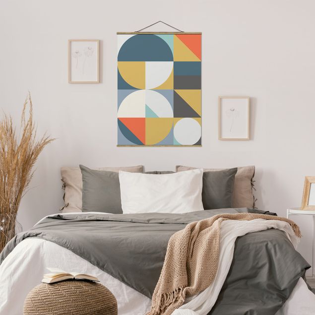 Foto su tessuto da parete con bastone - Forme geometriche colorate - Verticale 3:4