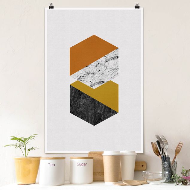 Poster illustrazioni Esagoni geometrici