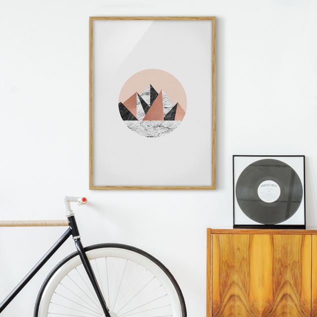 Poster con cornice - Paesaggio geometrico in un cerchio