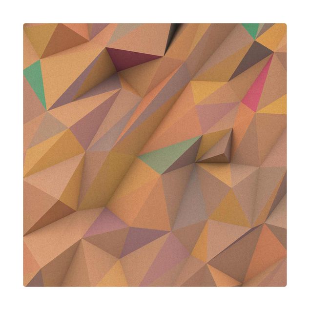 Tappetino di sughero - Triangoli geometrici 3D in pastello - Quadrato 1:1