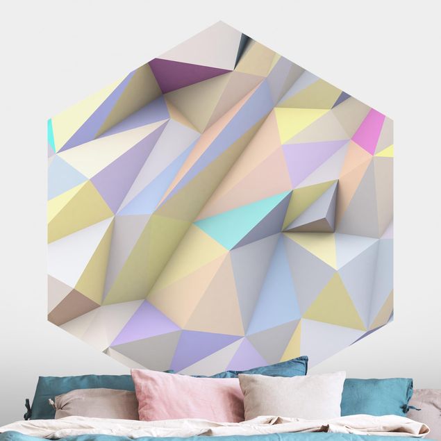 Carte da parati astratti Triangoli geometrici pastello in 3D