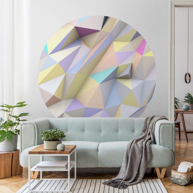 Tapete abstrakt Triangoli geometrici pastello in 3D