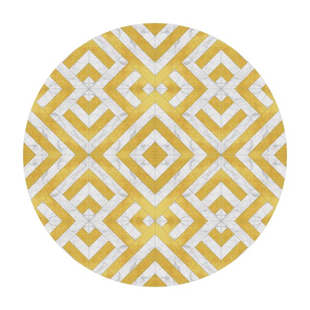 Tappeti grandi Mix di piastrelle geometriche Art Déco in marmo dorato