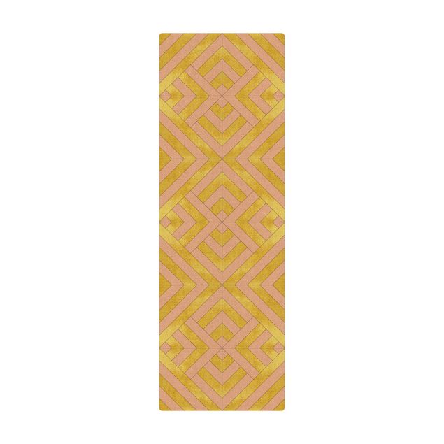 Tappetino di sughero - Mix geometrico di piastrelle Art Deco oro - Formato verticale 1:2