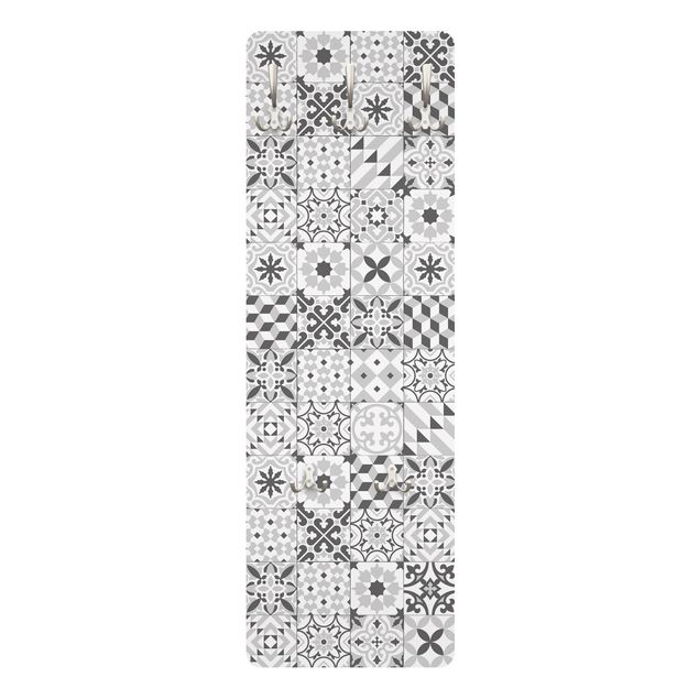 Appendiabiti disegni - Piastrelle mosaico geometrico grigio