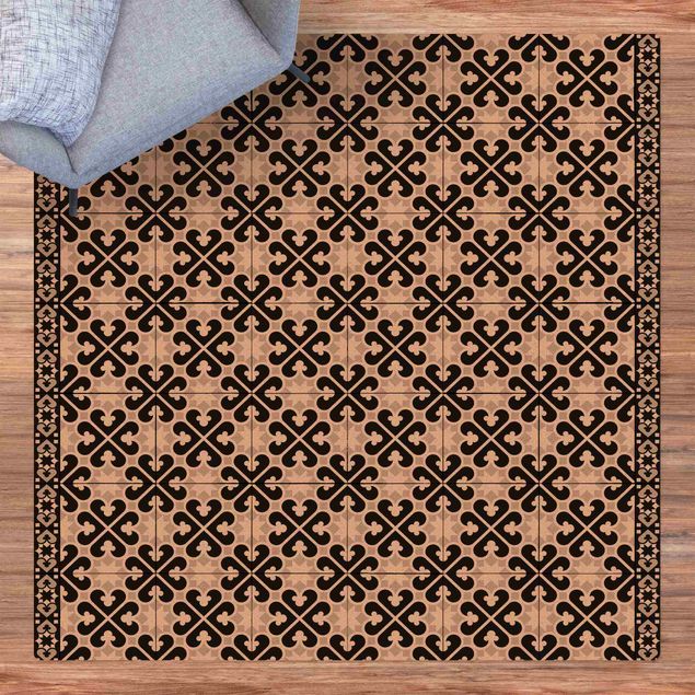 Tappeti moderni soggiorno Mix di piastrelle geometriche Cuori Nero