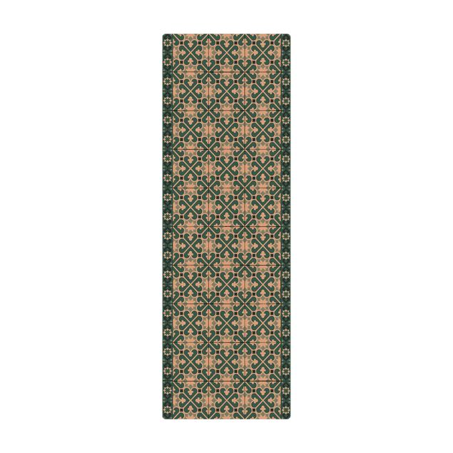 Tappetino di sughero - Mix di piastrelle geometriche con cuori turchese    - Formato verticale 1:2
