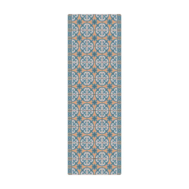 Tappetino di sughero - Mix di piastrelle geometriche con cerchi blu grigio - Formato verticale 1:2