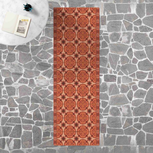 Tappeti moderni soggiorno Mix di piastrelle geometriche Cerchi Arancione