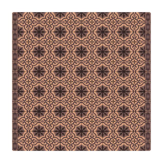 Tappetino di sughero - Mix di piastrelle geometriche con croce viola - Quadrato 1:1