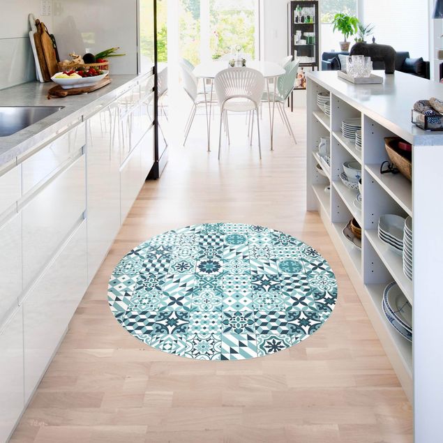 Tappeti moderni soggiorno Mix di piastrelle geometriche Turchese