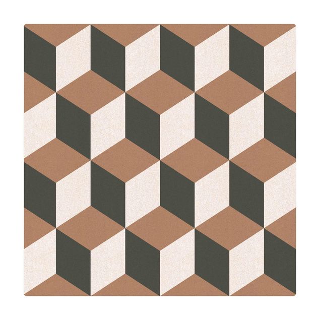 Tappetino di sughero - Mix di piastrelle geometriche con dadi blu grigio - Quadrato 1:1