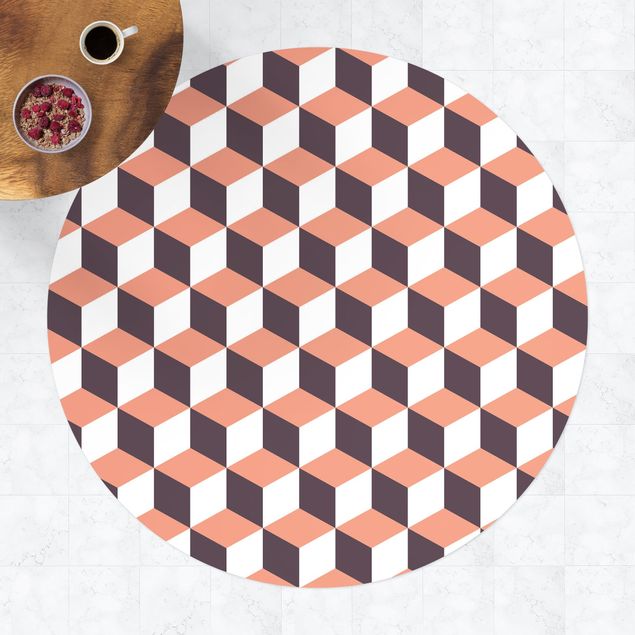 Tappeti da esterno Mix di piastrelle geometriche Cubi Arancione
