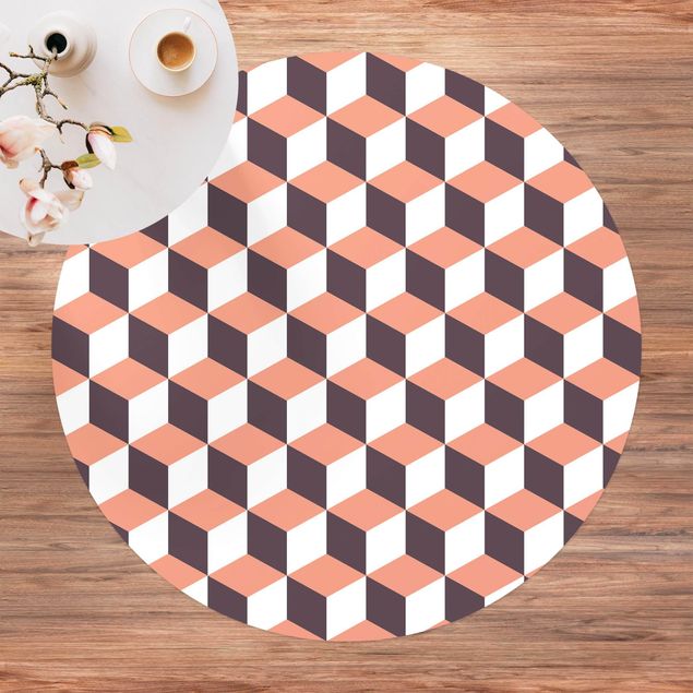 Tappeto per balcone Mix di piastrelle geometriche Cubi Arancione