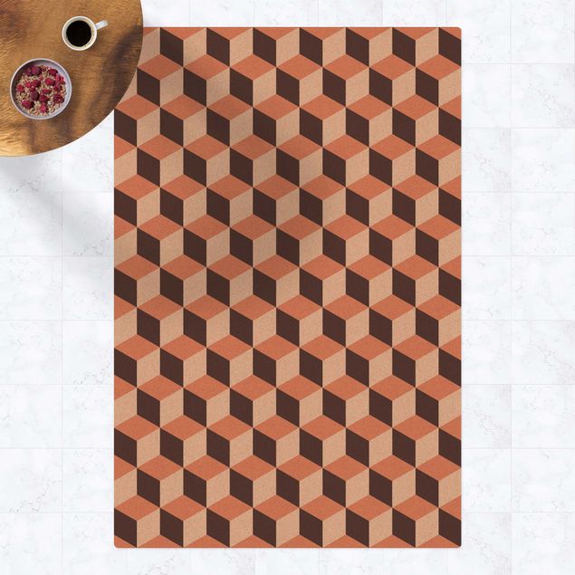 Tappeti moderni soggiorno Mix di piastrelle geometriche Cubi Arancione