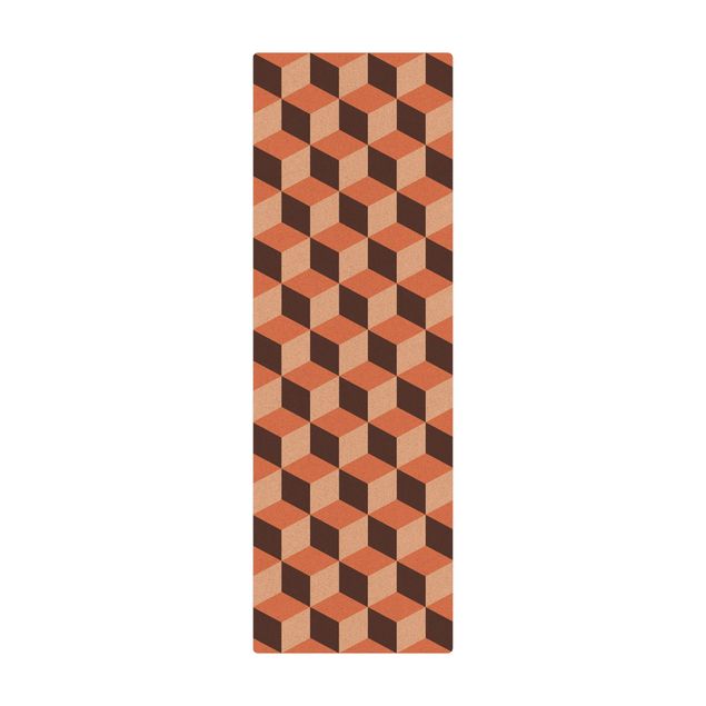 Tappetino di sughero - Mix di piastrelle geometriche con dadi arancione - Formato verticale 1:2
