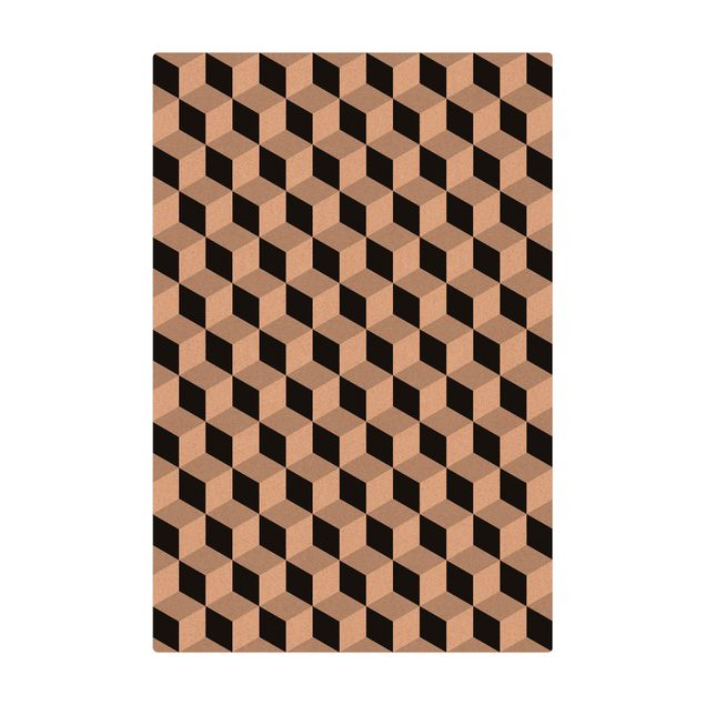 Tappetino di sughero - Mix di piastrelle geometriche con dadi nero - Formato verticale 2:3