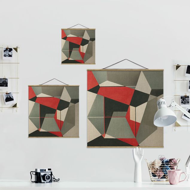 Foto su tessuto da parete con bastone - Volpe geometrica - Quadrato 1:1