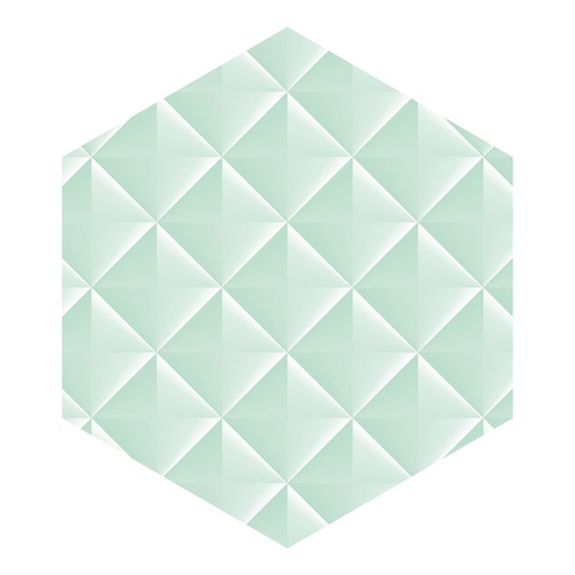 Carta da parati esagonale adesiva con disegni - Decorazione a rombi geometrica 3D in menta