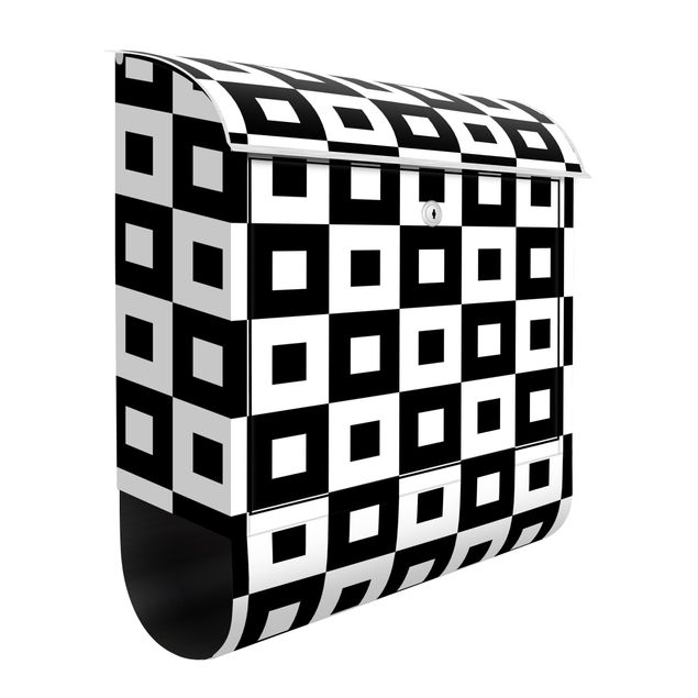 Cassetta postale - Trama geometrica di quadrati bianco e nero