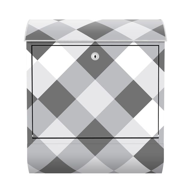 Cassetta postale - Trama geometrica con scacchiera rovesciata in grigio