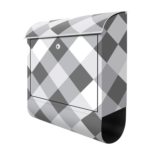 Cassetta postale - Trama geometrica con scacchiera rovesciata in grigio