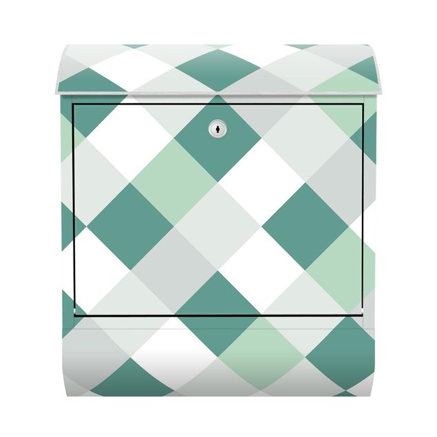 Cassetta postale - Trama geometrica con scacchiera rovesciata in verde