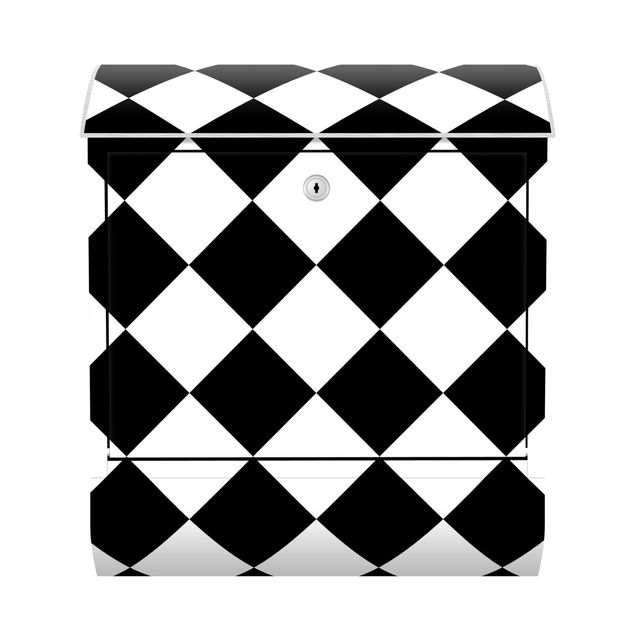 Cassetta postale - Trama geometrica con scacchiera rovesciata in bianco e nero